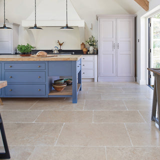 Natural stone flooring in a cotswolds farmhouse kitchen