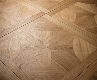 Wooden floor with parquet pattern