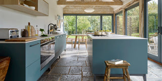 natural stone flooring in a refurbished cotswolds kitchen near bath